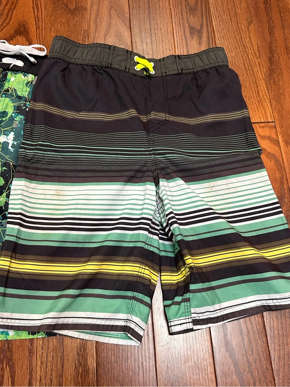 Joe Boxer Swim Trunks Bundle 2 pairs size L(10/12) Green Black Grey